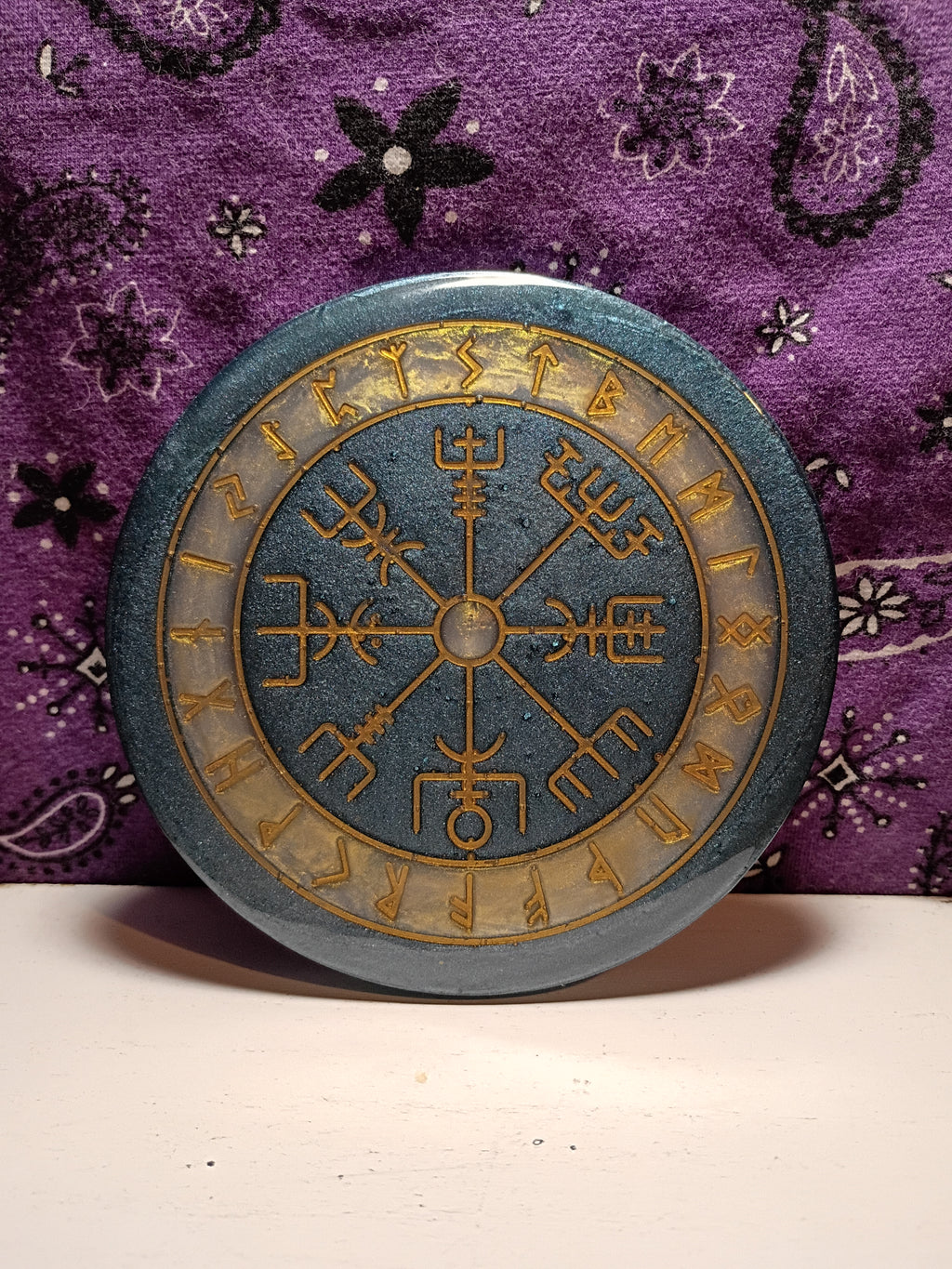 Vegvisir (Norse Compass) Altar Plate (Blue)