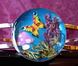 Mushroom and Butterfly Resin Clasp Bracelet