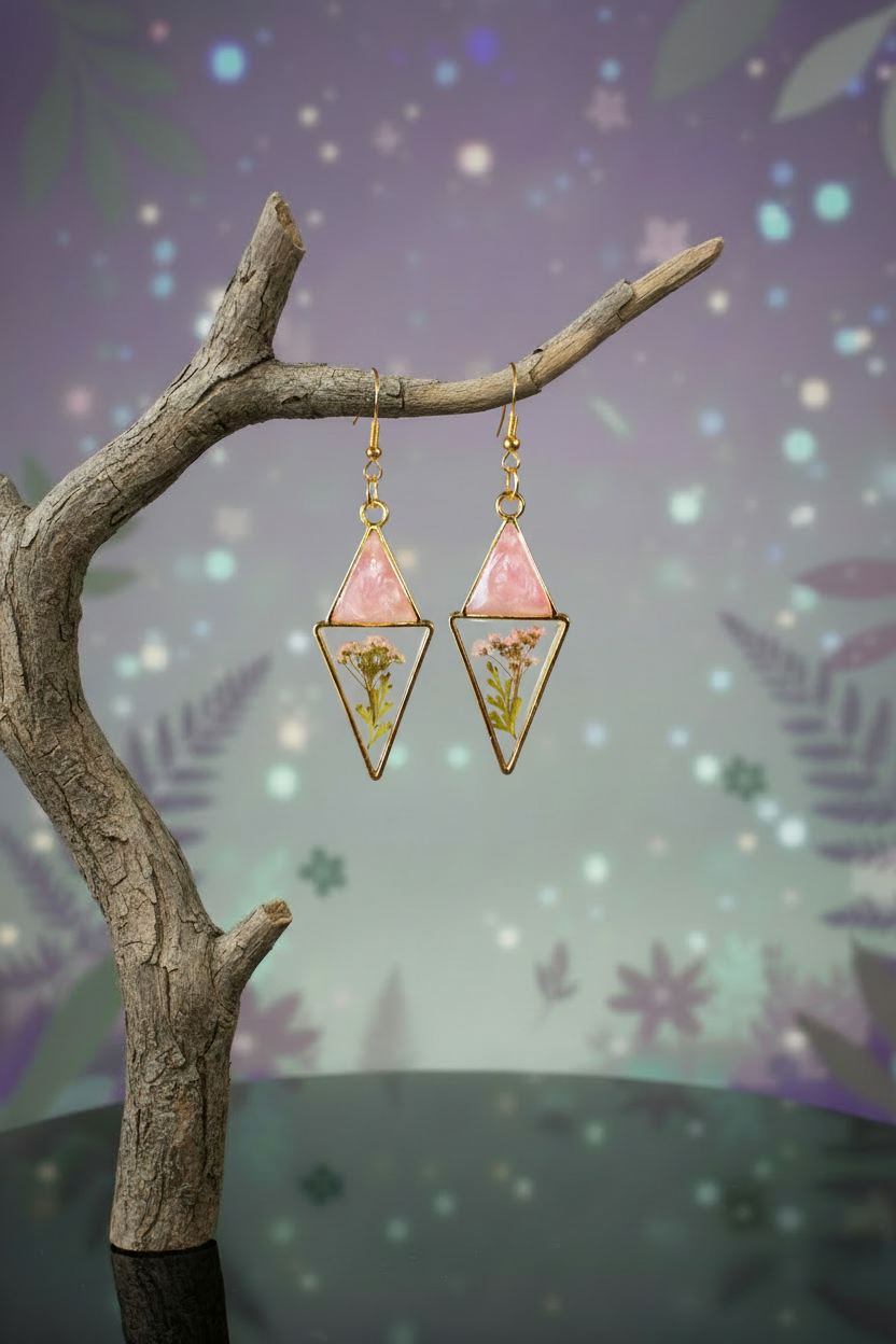 Earrings hanging on mystical branch