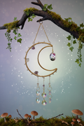Moon suncatcher with rainbow crystals