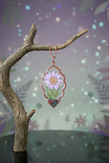 Necklace with clear resin on branch