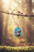 Resin necklace hanging from enchanted forest branch